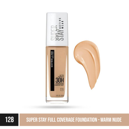 maybelline super stay full coverage foundation 128 warm nude